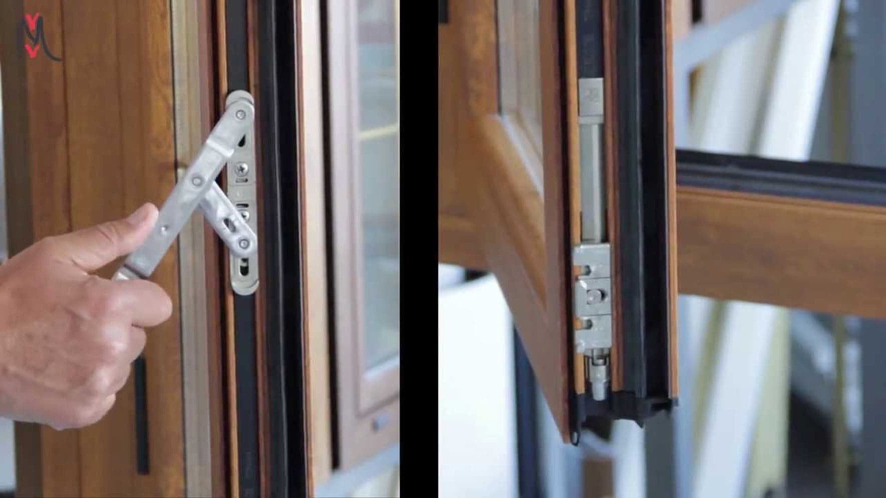 Herraje de ventana de alto desempeño en detalle