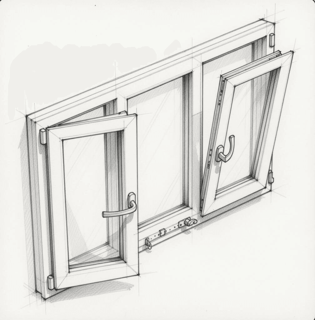 Diagrama ventana oscilobatiente